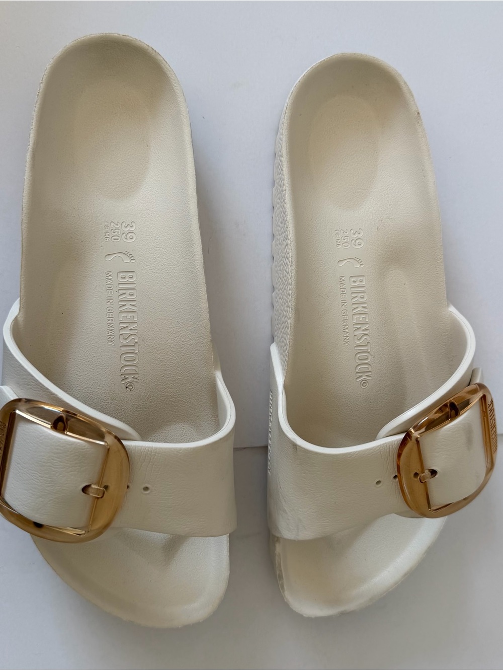 Birkenstock Madrid Big Buckle EVA Sandals Eggshell White Women's Sz 39